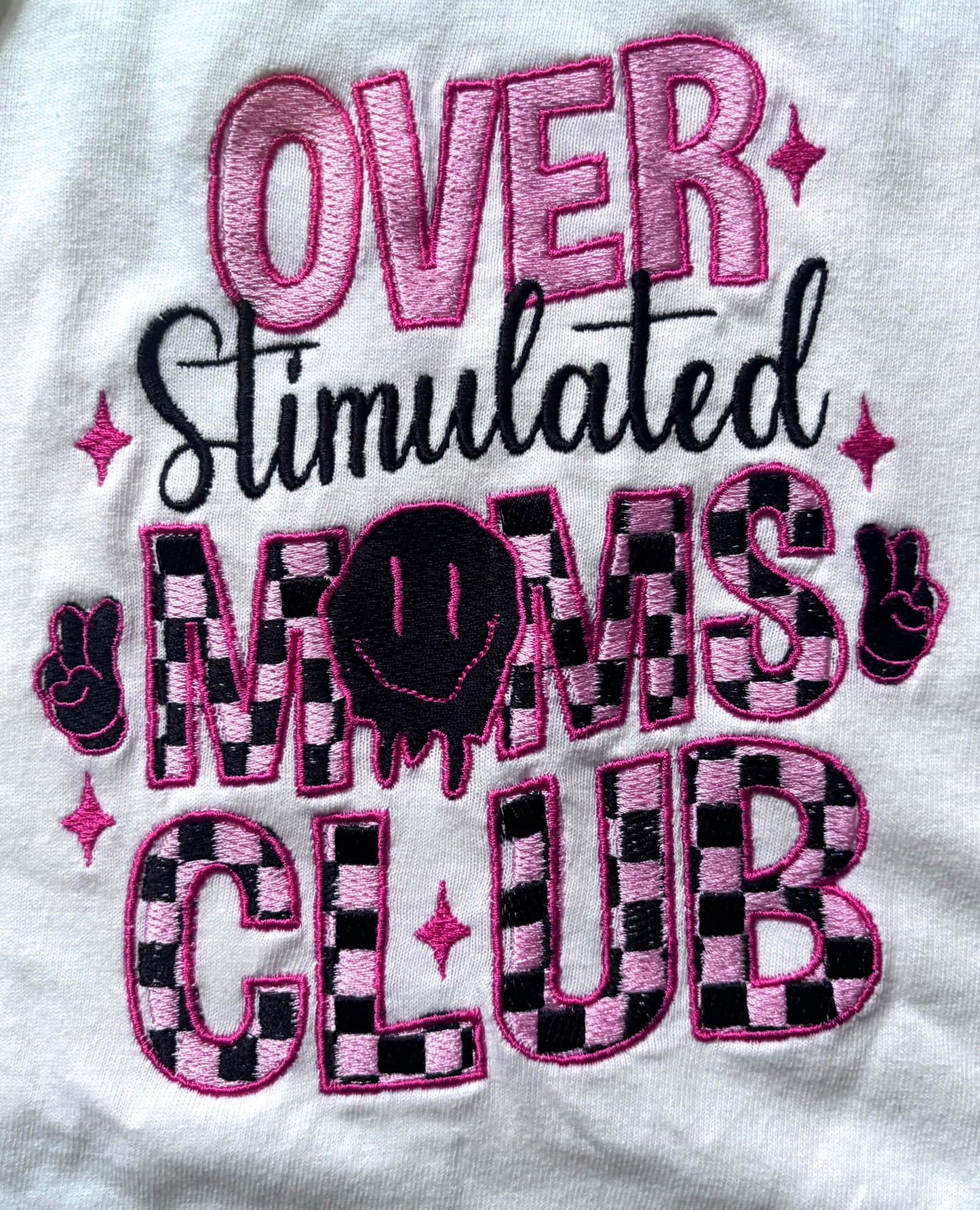 Over Stimulated Moms Club Embroidered Tshirt