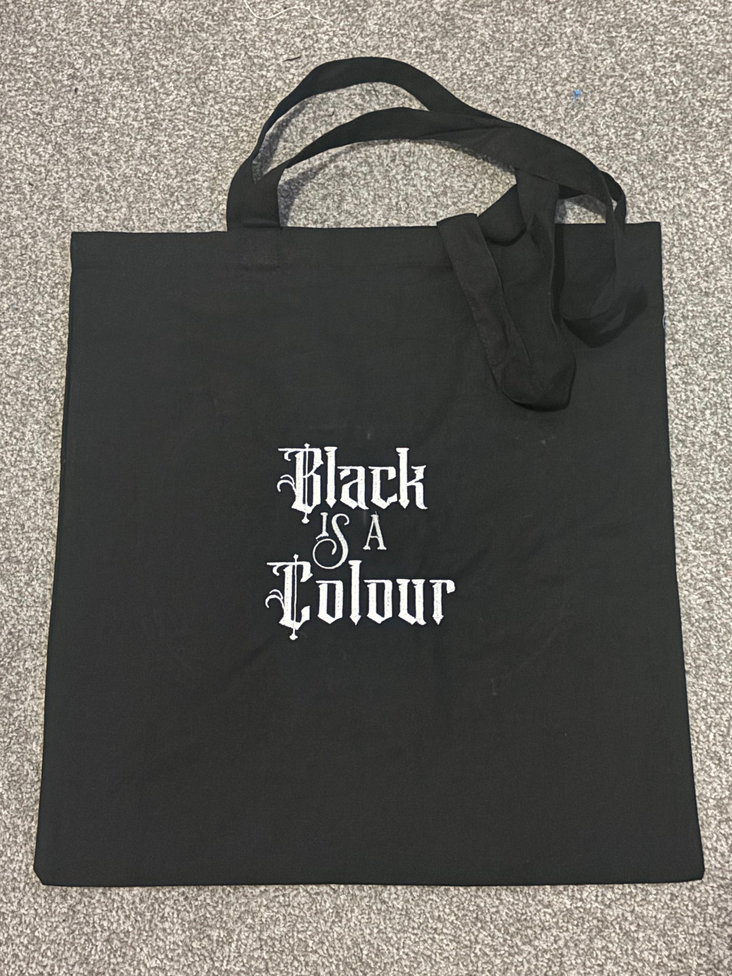 Black is a colour Embroidered Cotton Shopper