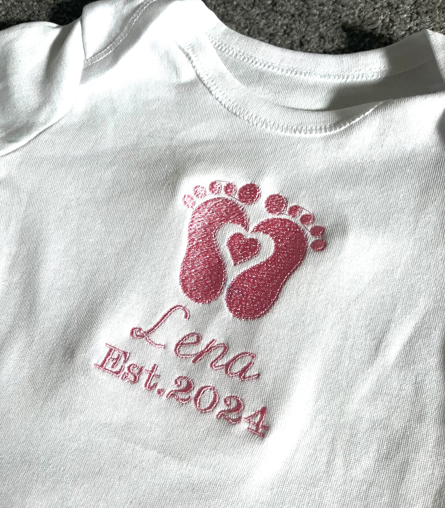 Personalised Embroidered Baby Feet Baby Grow