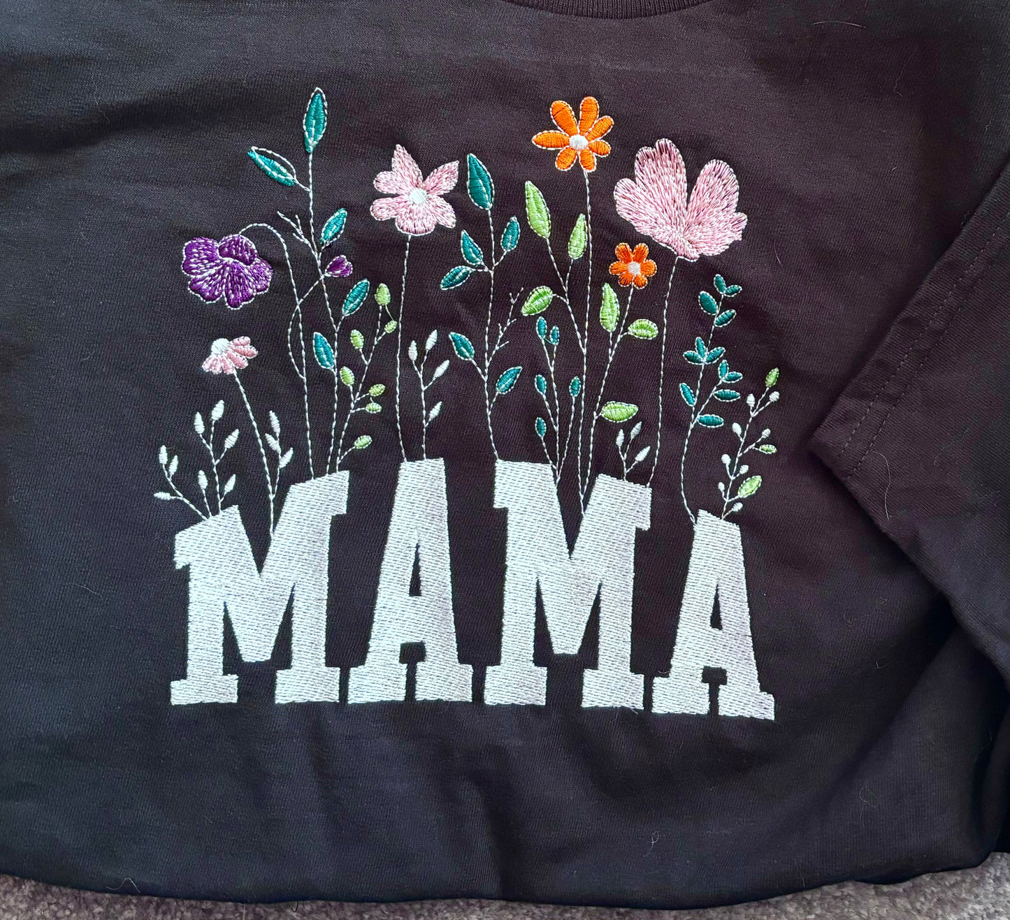 Embroidered MAMA Flowers T-shirt