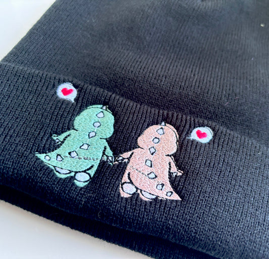Kawaii Dinosaurs Embroidered Beanie Hat