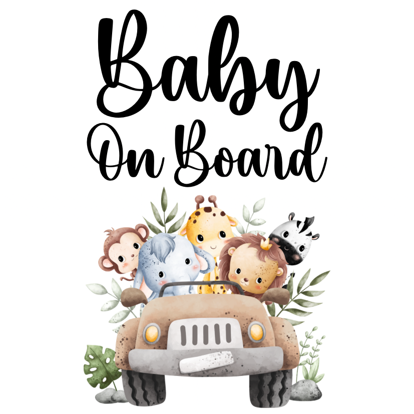 Jungle Animal Car Sign & Sun Shade