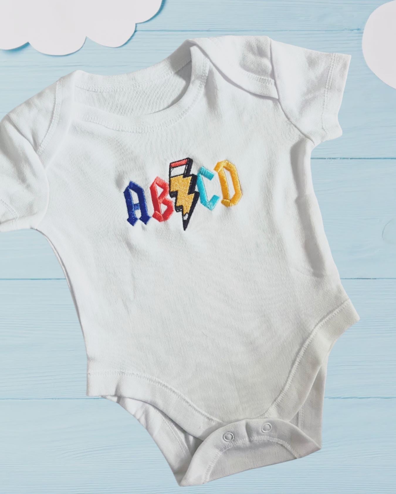 ABCD Embroidered Baby Grow