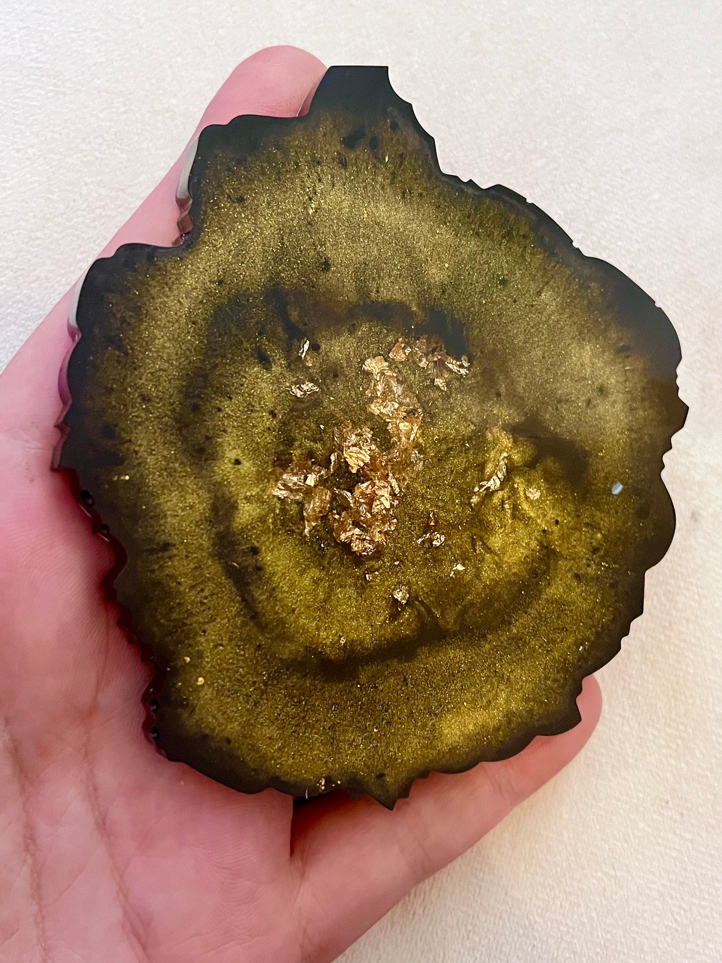 Handmade Black & Gold Geode Coasters, Set of 4