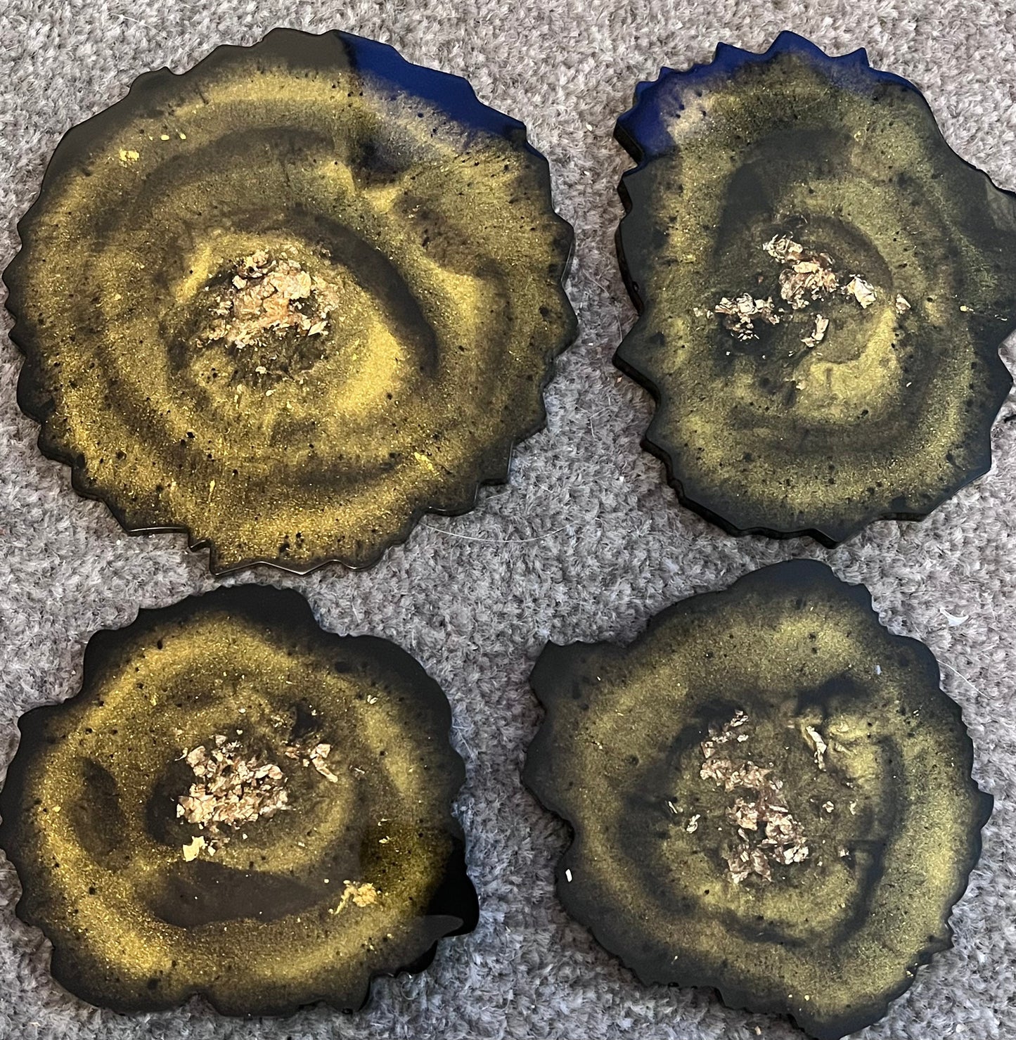 Handmade Black & Gold Geode Coasters, Set of 4