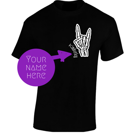 Black Skeleton Hands Personalised T-Shirt