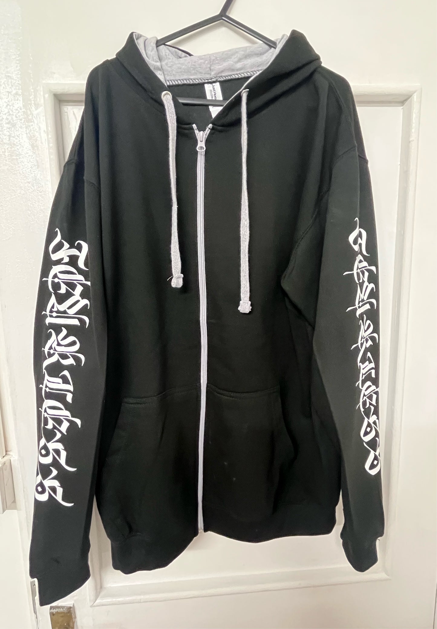 Fearless Gothic Print Zip Hoodie