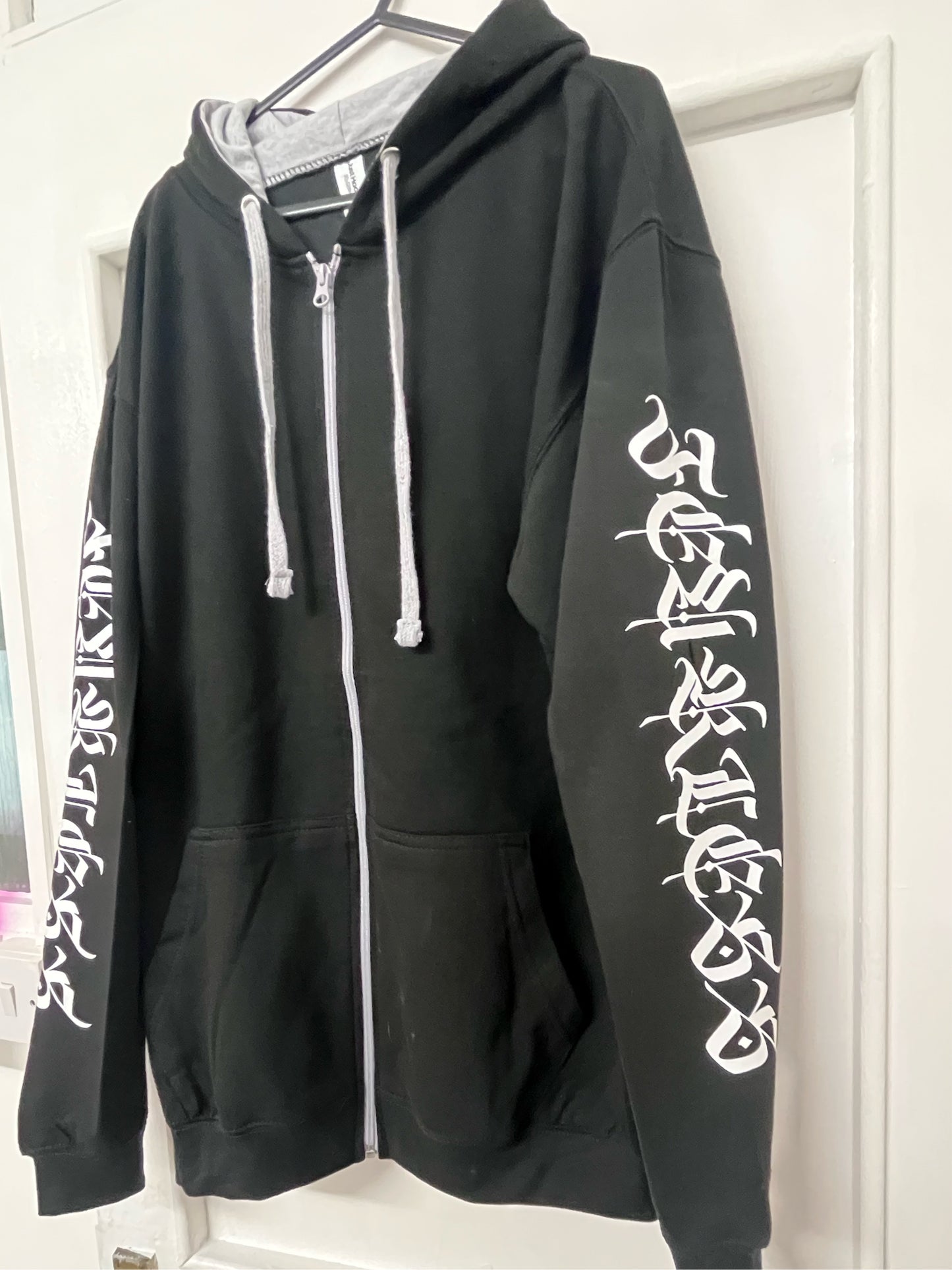 Fearless Gothic Print Zip Hoodie