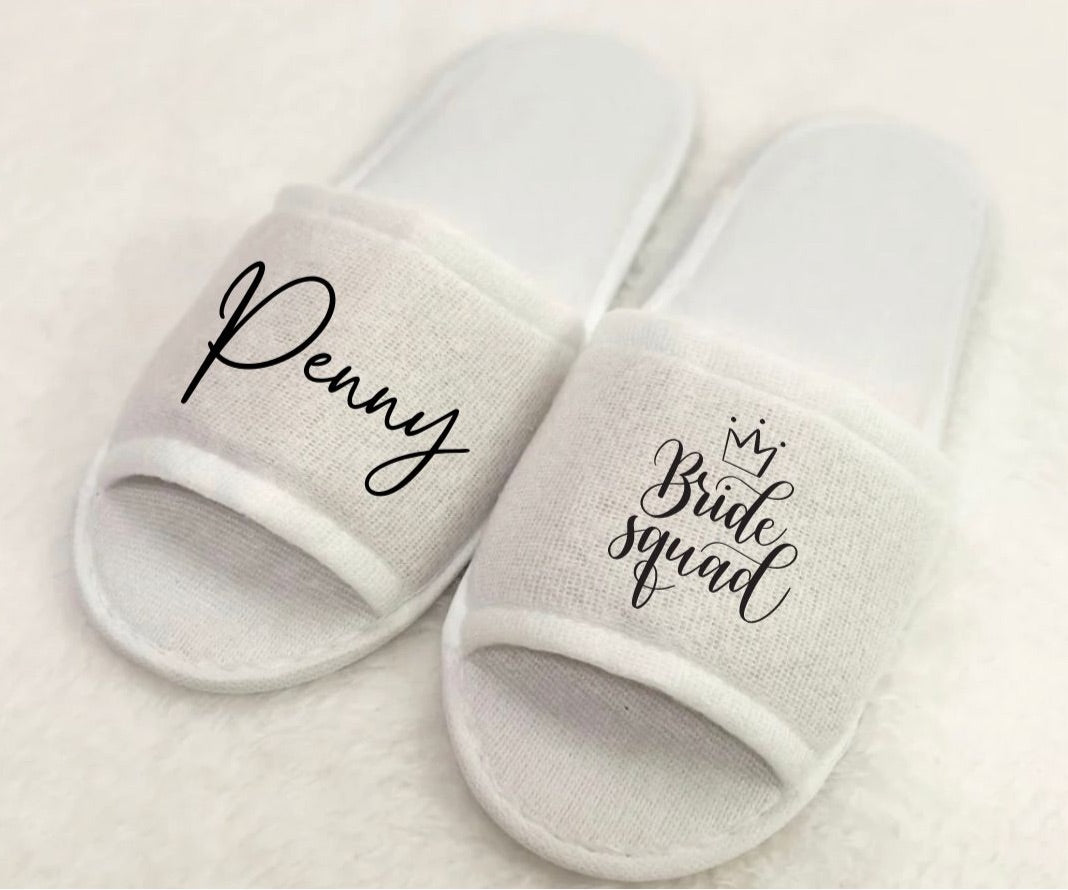 Personalised Bridal Open Toed Slippers